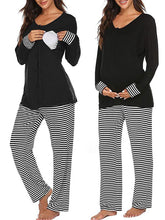 Load image into Gallery viewer, Striped Sleepwear Maternity Nursing Pajama Set, 2 Piece