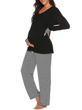 Load image into Gallery viewer, Striped Sleepwear Maternity Nursing Pajama Set, 2 Piece