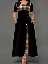 Load image into Gallery viewer, Plaid & Buttons Maternity Maxi Dress