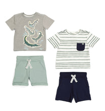 Load image into Gallery viewer, Rorie Whelan Baby Boy Croc/Striped Shirts & Shorts 4 pc Set, 18 Months