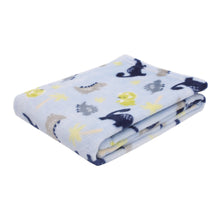 Load image into Gallery viewer, Blue Dino Plush Baby Blanket 30 x 36 Inches