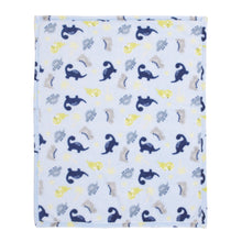 Load image into Gallery viewer, Blue Dino Plush Baby Blanket 30 x 36 Inches