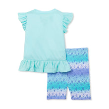 Load image into Gallery viewer, Frozen 2 Toddler Girls Flutter Sleeve Ruffle Peplum Top & Bike Shorts Outfit, 2-Piece Set