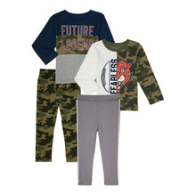 Load image into Gallery viewer, Toddler Boy Long-Sleeve Graphic Camo T-Shirt, Active Pants & Jersey Pants Outfit Set, 4-Piece