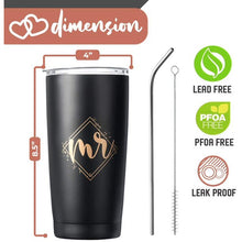 Load image into Gallery viewer, KEDRIAN Mr and Mrs Tumbler Set 20oz, Elegant Couple Gifts, Best Wedding Gifts for Couple, Mr and Mrs Gifts, Anniversary Gift for Couple, Engagement Gifts for Couples