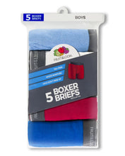 Load image into Gallery viewer, Fruit Of The Loom Boys' Assorted Cotton Boxer Briefs, 5 Pack