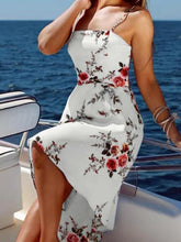Load image into Gallery viewer, Floral Print Maternity Spaghetti Strap High-Low Vintage Midi Dress