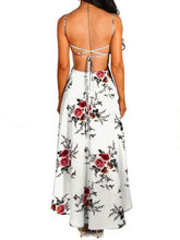 Load image into Gallery viewer, Floral Print Maternity Spaghetti Strap High-Low Vintage Midi Dress