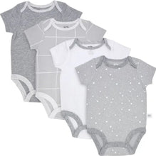 Load image into Gallery viewer, Fruit Of The Loom Baby Short Sleeve Grey Breathable Bodysuits, 4 Pack
