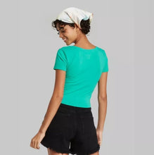 Load image into Gallery viewer, Women's Short Sleeve V-Neck Cropped T-Shirt By Wild Fable