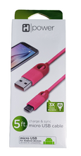 Load image into Gallery viewer, IHome Pink 5 ft. Charge & Sync Micro USB Cable