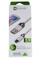 Load image into Gallery viewer, IHome White 5 ft. Charge & Sync Micro USB Cable