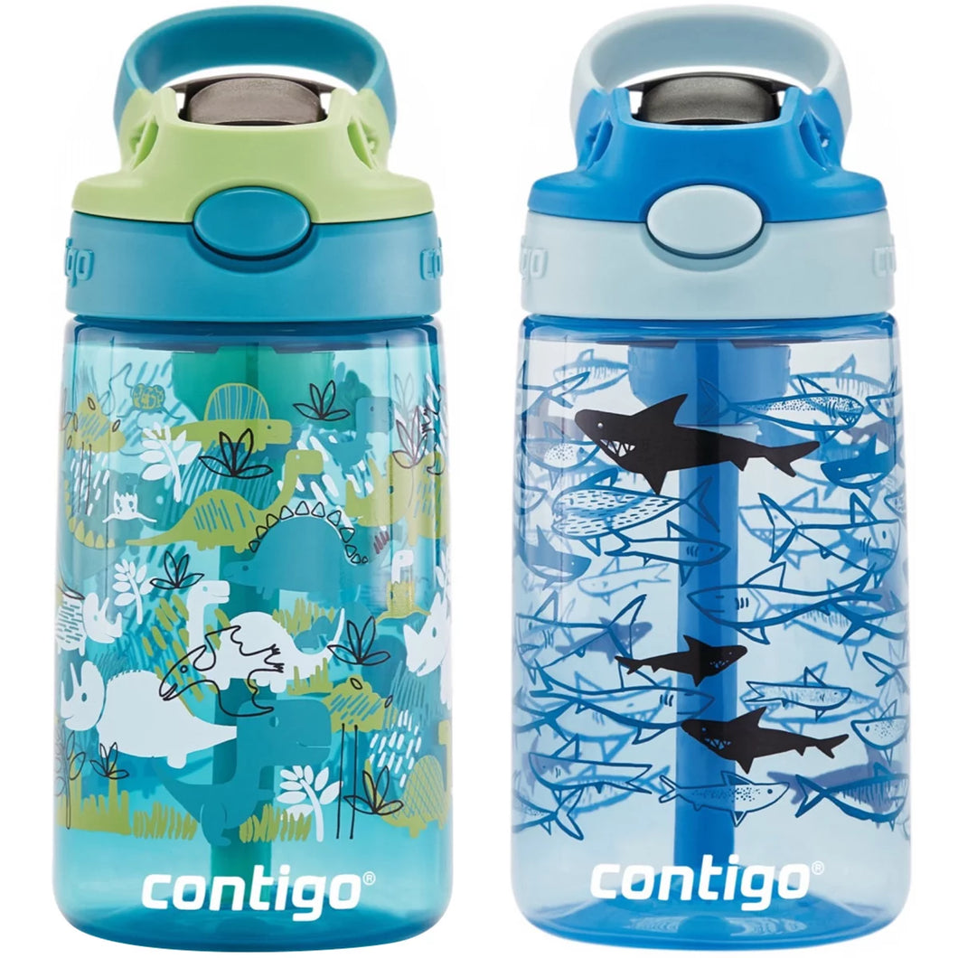 Contigo Kids 14 oz. Water Bottle 2-Pack - Dinos/Sharks