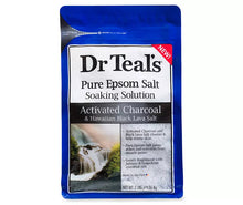 Load image into Gallery viewer, Dr Teal&#39;s Pure Epsom Salt Soaking Solution, Activated Charcoal &amp; Hawaiian Black Lava Salt, 3 lbs.
