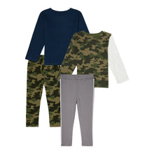 Load image into Gallery viewer, Toddler Boy Long-Sleeve Graphic Camo T-Shirt, Active Pants &amp; Jersey Pants Outfit Set, 4-Piece
