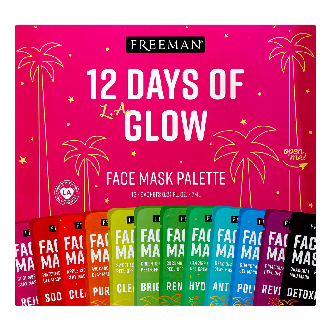 Freeman 12 Days of Glow Holiday Hydrating Facial Mask Gift Set, 12 Pieces