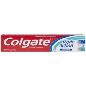 Colgate Triple Action Fluoride Toothpaste Original Mint, 6.0 Oz