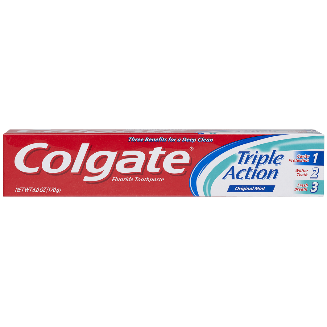 Colgate Triple Action Fluoride Toothpaste Original Mint, 6.0 Oz