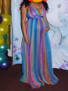 Rainbow Maternity Maxi Dress