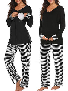 Striped Sleepwear Maternity Nursing Pajama Set, 2 Piece