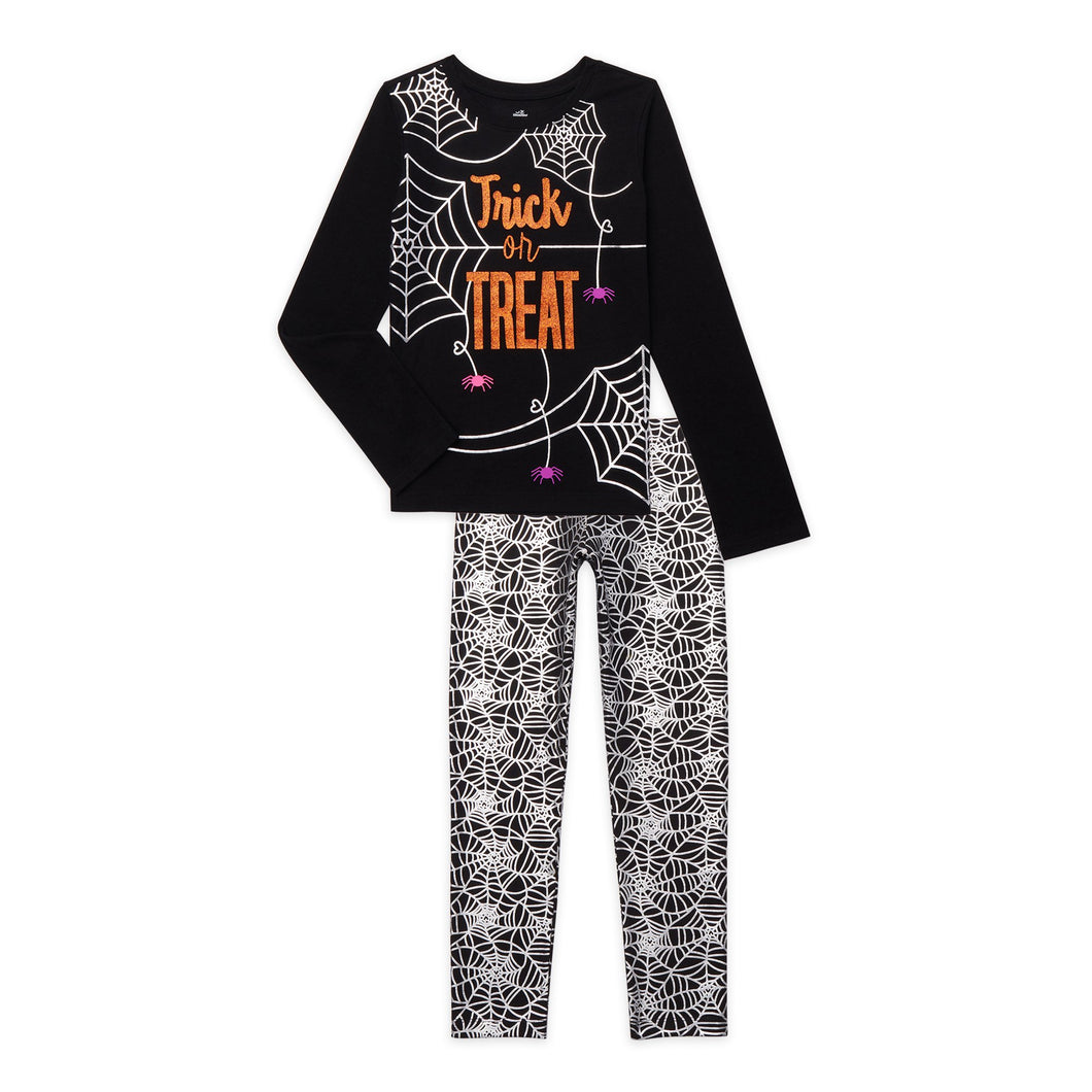 Halloween Girls Graphic Top and Leggings Outfit, 2-Piece Set