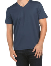 Load image into Gallery viewer, Perry Ellis Blue Short Sleeve V-neck Tee
