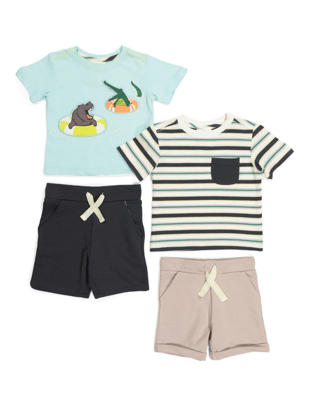 Tommy Bahama Baby Boy Hippo/Striped Shirts & Shorts, 4 pc Set