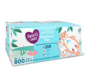 Parent Choice Fragrance Free Baby Wipes, 8 Flip-Top Packs (800) + 200 Bonus