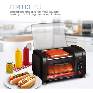 Elite Gourmet, 4 Bun Capacity, Hot Dog Roller & Toaster Oven