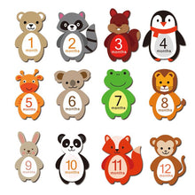 Load image into Gallery viewer, Baby Monthly Milestone Reusable Stickers Animal Design, 12 Pack
