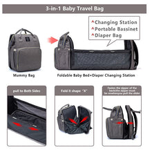 Load image into Gallery viewer, Travel Backpack Diaper Bag With Baby Bed/Changing Station
