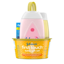 Load image into Gallery viewer, Johnson&#39;s First Touch Gift Set, Baby Bath &amp; Skin Products, 5 items
