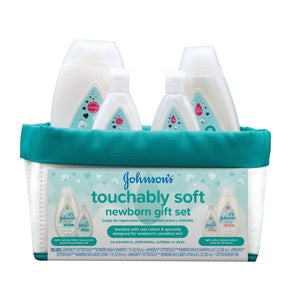 Johnson's Touchably Soft Newborn Baby Gift Set For New Parents, 5 items