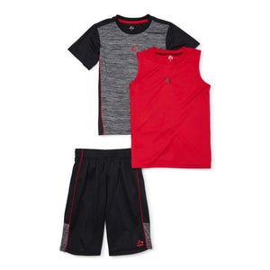 RBX Boys Space Dyed Active T-shirt, Muscle Tank Top, & Mesh Shorts, 3-Piece Set