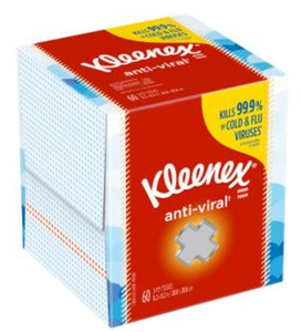 Kleenex Anti-Viral Facial Tissue, 3-Ply, 60 Sheets Per Box