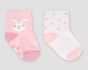 Baby Girls' 2pk Pink & White Crew Socks