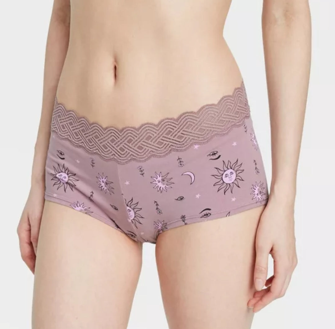 Women's Lace Trim Cotton Boy Shorts Underwear - Auden™ Black 4X