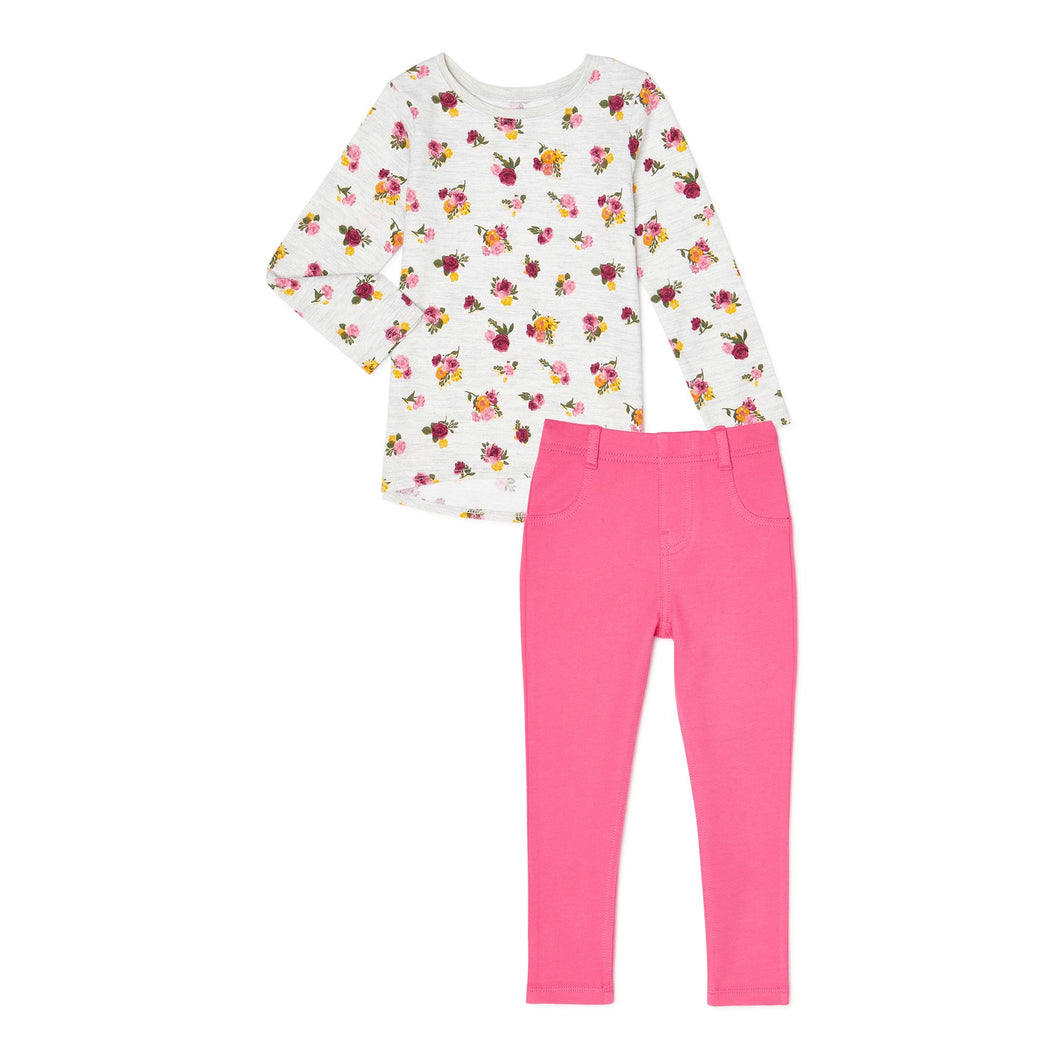 Toddler Girls Floral Tee Print, 2-Piece Set