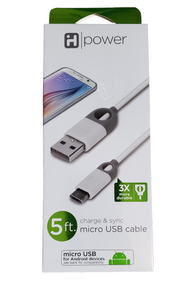 IHome White 5 ft. Charge & Sync Micro USB Cable