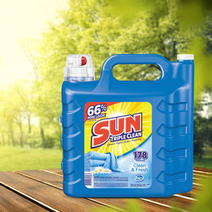 Sun Liquid Laundry Detergent, Clean & Fresh, 250 Ounce, 178 Loads