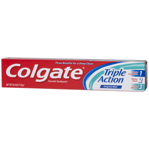 Colgate Triple Action Fluoride Toothpaste Original Mint, 6.0 Oz