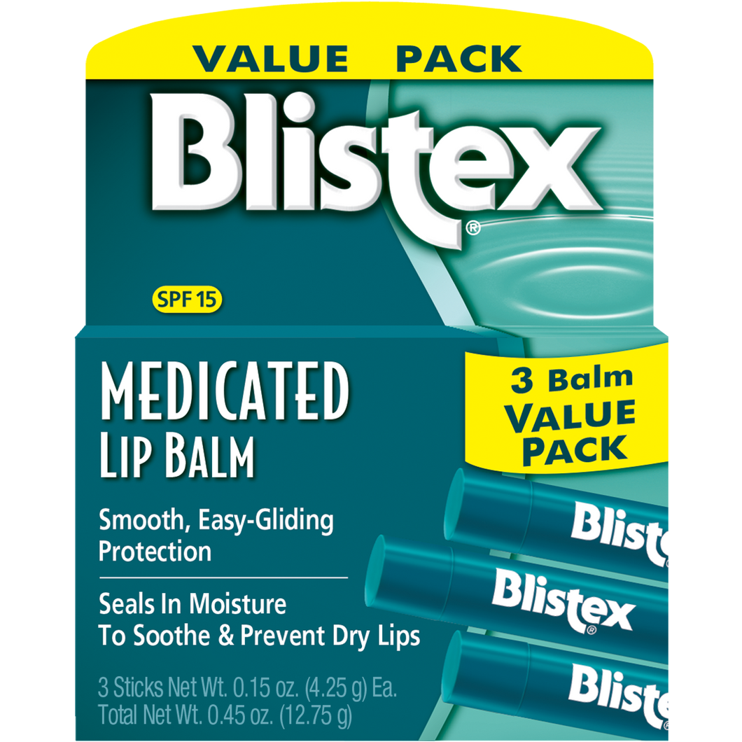 Blistex Medicated Lip Balm SPF 15, 3 Pack