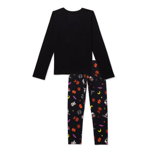 Halloween Girls Graphic Top and Leggings Outfit, 2-Piece Set