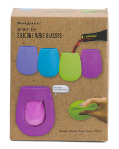 4 Pack Silicone Wine Glasses